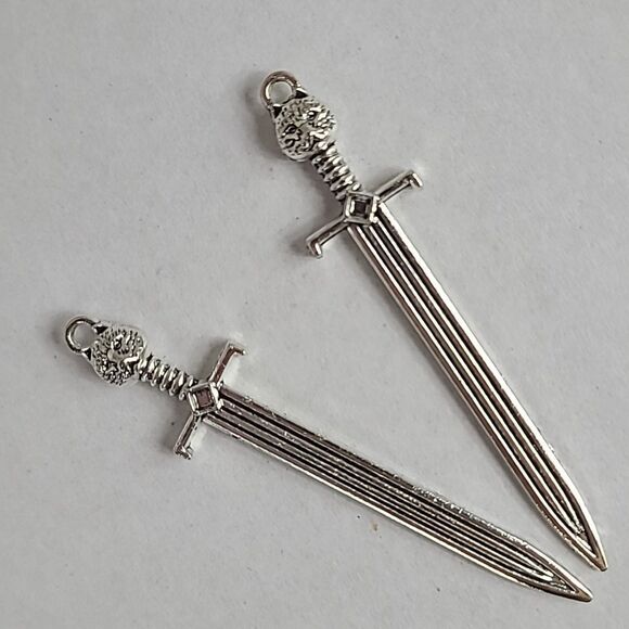 2 Mini CAT Head Silver Metal Dagger Dueling Swords Doll Toy Accessory Decor - Picture 5 of 7